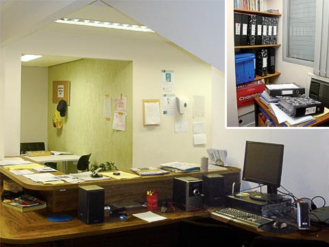 Interior do prédio ocupado; no detalhe, documentos de beneficiários da Coseas preservados pela ocupação (fotos: Mariana Midori)
