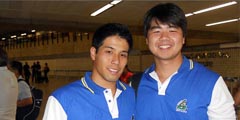 Jun Sato e Fábio Nakamura momentos antes de embarcar para a Argentina em 9 de novembro (foto: Marcelo Nakamura)