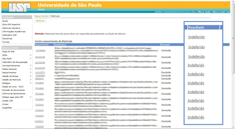 Estudante tem a maior parte de suas disciplinas indeferidas no Júpiter Web (Reprodução)