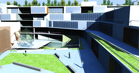 Perspectiva interna do novo prédio de mais de 35 mil m² para a Escola de Comunicações e Artes (ECA) (foto: Superintendência de Espaços Físicos)